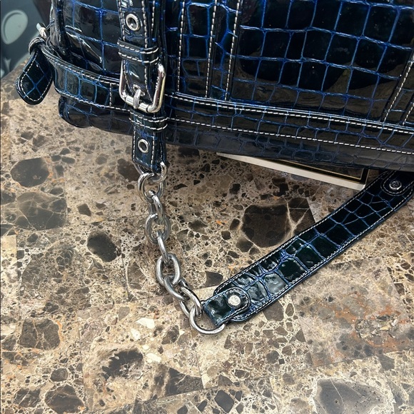 MCM Midnight Blue Crocodile Embossed Satchel - Picture 7 of 14
